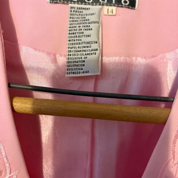 Women's Pink Floral Embroidered Open Jacket Size 14 - Picture 7 of 13